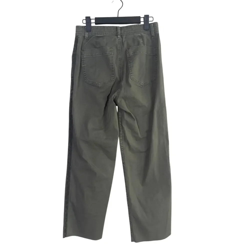 NWT Pistola Elliot Eden High Rise Crop Tuxedo Stripe Straight Leg Pant 26 Green - Picture 5 of 15